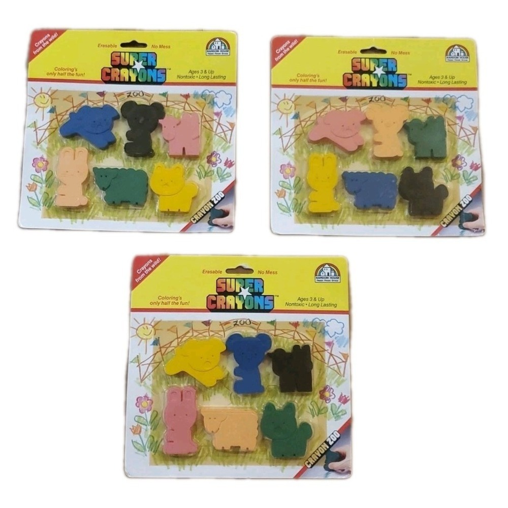 Super Crayons Animal Shapes 80s Nostalgia Retro Lot Of 3 Packs